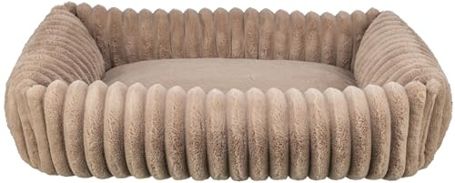 Trixie Hundebett Lonni 65x50 eckig, mit Samtbezug – 65 x 50 cm, braun | Kuschelig weicher Hundekissen, waschbar – für kleine Hunde, integriertes Kissen und rutschfester Boden