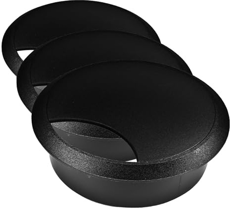 cyclingcolors Kabeldurchführung 68mm Möbel Büro Kabeldurchlass Kabelführung Kabelauslass Kabeldose Kunststoff (Schwarz) (Packung mit 3)
