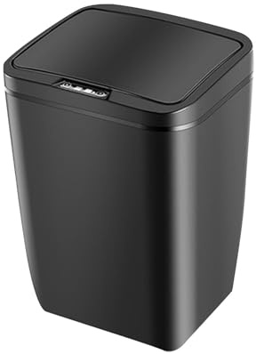 ONwngXW Bathroom Trash Can, Intelligent Induction Trash Bin Automatic Garbage Can Space Saving Rubbish Bin Touchless Trash Can for Bedroom Kitchen Office(Black)