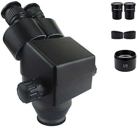 Mikroskop 7-45X binokulares Stereomikroskop Industriemikroskop Zoom Vergrößerungskopf + WD165 0,5X 2,0X 1X Hilfsobjektiv(3.5X-45X Black)