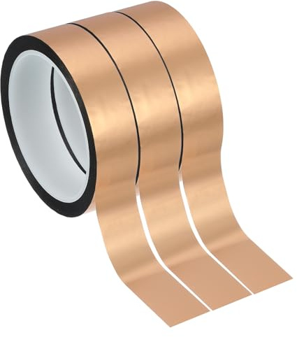 PATIKIL Cinta Película Poliéster Metalizada 25mm x 50 Metros, Paquete 3 Cinta Decorativa Metálica dorado palo Cinta Adhesiva Espejo Para Detalles Pared Acento Artes Gráficas Molduras