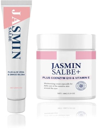 Jasminsalbe Plus, Jasmin Salbe Augen, Jasminsalbe Augenringe Schlupflider, Augencreme mit Collagen und Aloe Vera, Augenpflege für Frauen & Männer (A+B, One Size)
