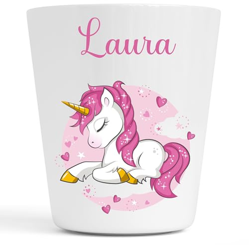 Générique Gobelet en Plastique pour Enfants | Gobelet Personnalisé avec Nom |Verre Plastique Incassable Personnalisé (Licorne Laura)