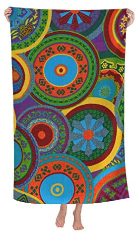 Strandtuch Maya-Kreis-Muster-Hintergrund Saugfähig Strandhandtuch Mikrofaser Duschtuch Für Männer Picknicks Reisen 80X130Cm