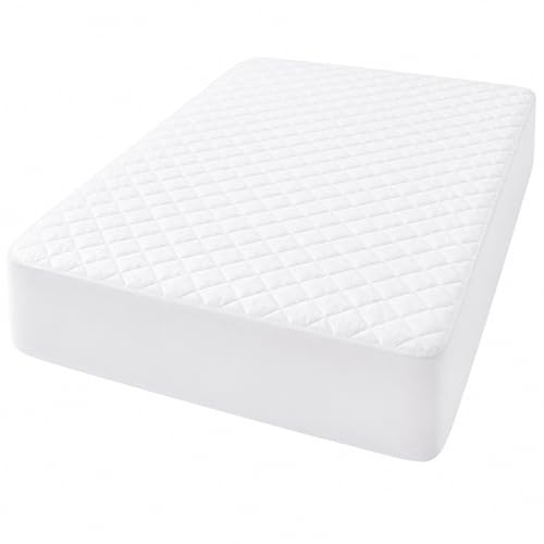 Various Protector de Colchón Acolchado 90 x 190/200 cm Impermeable, Cubrecolchón Transpirable para Cama 90, Capa TPU, Faldón Elástico 30 cm, Blanco