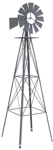 vidaXL Windmühle Grau 84 x 68 x 245 cm Eisen | Hergestellt aus strapazierfähigem Material, das den Witterungsbedingungen standhält,