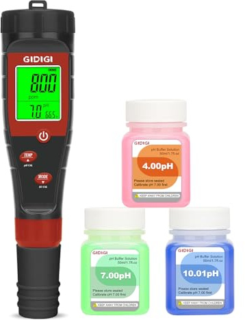 Digital pH Tester for Water, pH Meter for Hydroponic Water, TDS Tester EC PPM Test for Plant Nutrients, 4-in-1 Meter for Conductivity, pH Pen for Drinking Water, DWC, Indoor Plants