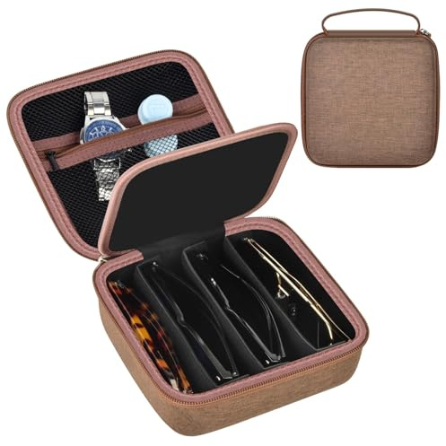Grapsa Sunglasses Organizer Brillenständer für Mehrere Brillen für CARFIA/für Wrimen, Brillenbox für Mehrere 4 Sonnenbrillen und Uhren, Schlüssel-S(nur Tasche)