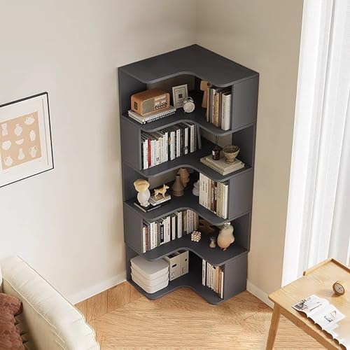 Modern L-Shaped 6-Tier Bookshelf, Freestanding Display Shelf for Home, Office & Living Room, Stylish Storage nizer, Contemporary Etagere Rack for Books & Decor