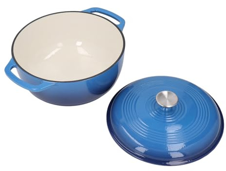 Nikou Olla de horno esmaltada, olla redonda de hierro fundido con tapa, conservación del calor, asas dobles, resistente a la adherencia, 28 cm, ideal para hornear pan y cocinar