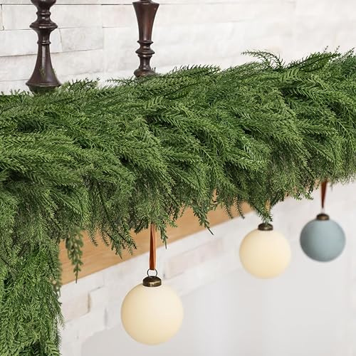 Fezaphy Norfolk Pine Garland Artificial Christmas Garlands Faux Pine Garland for Fireplace Stairs Table Mantle Window Indoor Outdoor Xmas Tree Holiday Decoration (6FT-1 Pack)