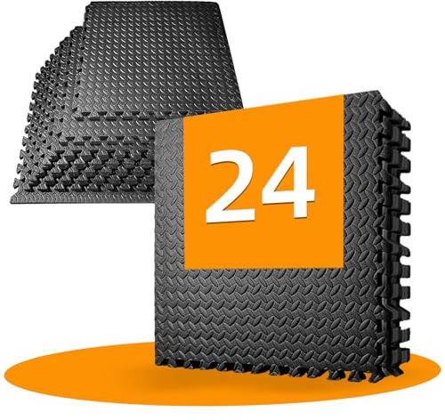Bodenschutzmatte Puzzlematte 60x60 cm 24/48 Stücke Fitnessmatte Anti-Rutsch Unterlegmatte Trainingsmatte für Fitnessgeräte Heimstudio Garage