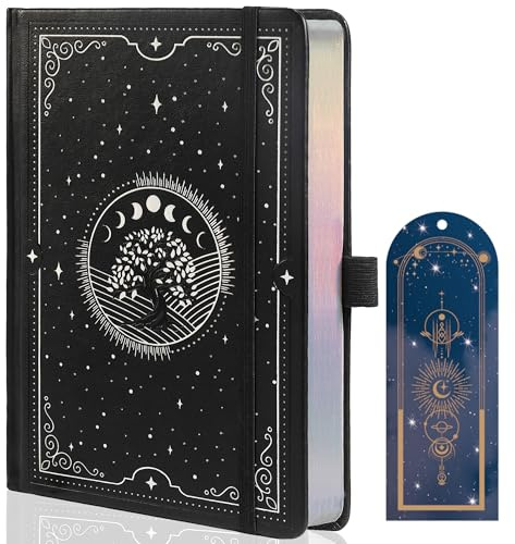 TIEFOSSI Journal Tree of Life, Carnet A5 à Pointillés pour Femmes et Hommes, Carnet Esthétique à Pointillés avec 190 Pages Numérotées, Journal à Couverture Rigide en Cuir Végétalien avec Marque-Page