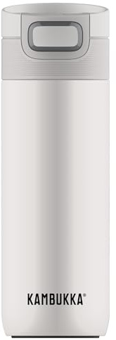 Kambukka Gobelet isotherme 500 ml Etna Milky White - mug isotherme anti-fuite, acier 18/8, bouchon 3 en 1, Snapclean, BPA Free