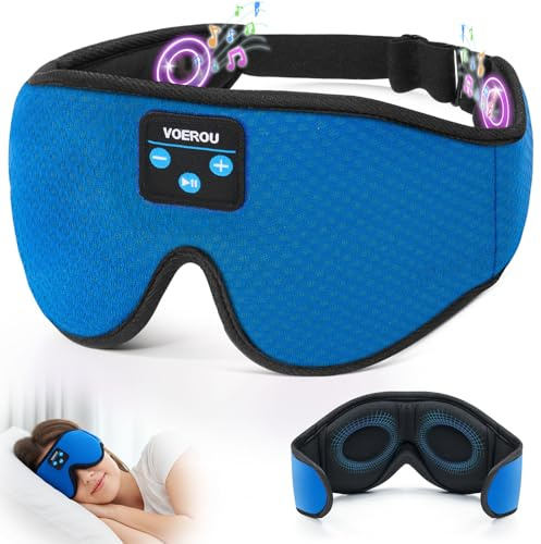 Voerou Sleep Mask Bluetooth 5.4 Headphones, Eye Masks for Sleeping with Ultra-Thin Stereo Speakers, Sleeping Mask Wireless Earbuds for Men Women Sleep, Cool Tech Gadgets for Teen Boys