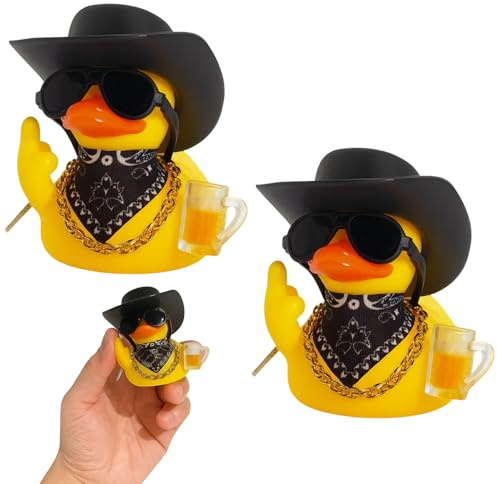 2Pcs Rubber Duck With Beer Mugs, Rubber Ducks Funny Car Dashboard Decorations, Rubber Duck Gifts, Rubber Ducks Novelty, Novelty Bath Toy, Fun Decor For Home Office, Pool Party Decor