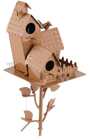 aqxreight Metal Bird House with Pole Metal Art Cottage Bird House Stakes Distressed Birdhouse Garden Decor Rain or Withstands for Beauty Cast Made Birdhouse Is (aqxreight9pqmwgrogx-10341667)