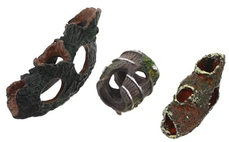 Gatuida Lot de 3 décorations en Forme de Tronc d'arbre pour Aquarium | Cachette en Forme de tonneau à vin | Maisonnette Creuse en souche pour crevettes et Poissons Betta - Décoration pour
