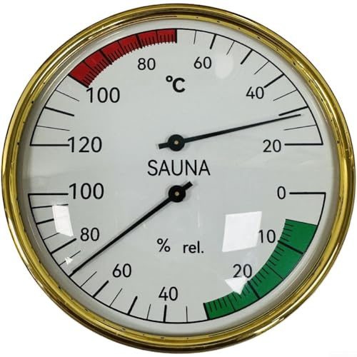 Termoigrometro per sauna resistente alle alte temperature per un monitoraggio accurato della temperatura interna e dell'umidità, design analogico senza mercurio con ampio display di facile lettura