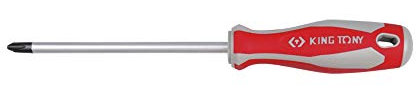 King Tony 14210112 Lot de 12 tournevis cruciformes en alliage d'acier/PP/TPR à tige ronde, taille PH1, longueur de travail 300 mm
