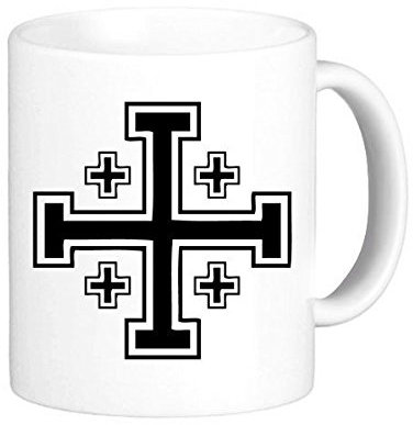Religion Christentum Glaube Kirche Schwarz Weiß Heilige Kreuze Kultur Design Kunst Illustration Muster Klassische Tasse Weiße Keramik Tasse Milch Kaffee mit Henkeln 350ml
