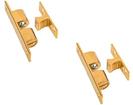 Gedotec Doppel-Kugelschnäpper Messing Möbel-Schnapper Schrank-Türen & Möbel - PROFI IDEAL | 13 x 70 mm | Schnapp-Riegel mit verstellbaren Chrom-Stahlkugeln | 2 Stück - Tür-Verschluss zum Schrauben