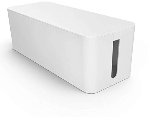 Kabelbox groß weiß I Kabelorganisation zum Verstecken von Kabelsalat und Steckdosenleisten I Schutz für Kinder und Haustiere, Schreibtisch-Organizer I Kunststoffbox Kabel-Box I weiß