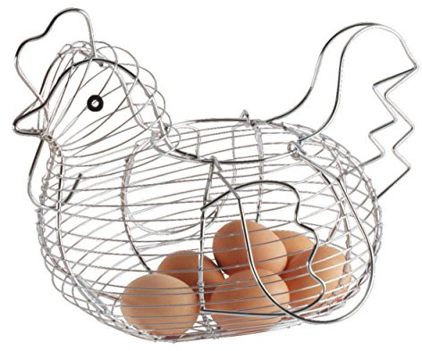 Ouken Chrome Plated Chicken Shaped Wire Egg Storage Basket Egg Holder Rack