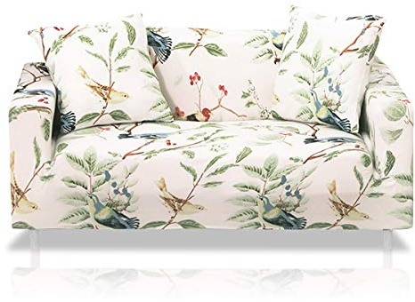 Fashion·LIFE Sofa Überwürfe Sofabezug 3 Sitzer Elastischer Sofahusse Antirutsch Couchbezug Gedrucktes Muster Stretch Sofa Abdeckung für Wohnzimmer, mit 1 Kissenbezug (Pulverweiß, 3 Sitzer)
