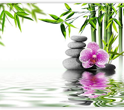 murando Fotomurales Spa 350x256 cm XXL Papel pintado tejido no tejido Decoración de Pared decorativos Murales moderna Diseno Fotográfico Orquidea Bambu Piedras Zen p-B-0034-a-a