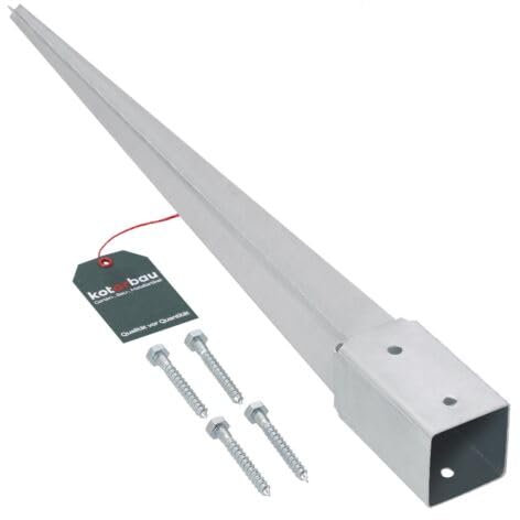 KOTARBAU® Soporte Poste Cuadrado 51 x 51 mm - 600 mm Acero Galvanizado en Caliente Base de acero para Enterrar Anclaje Suelo Base Poste Madera con Punta Soporte de Estaca Plata