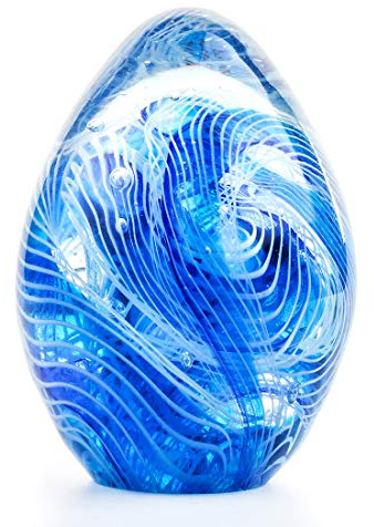 QFkris Crystal Blessings - Pisapapeles con Huevos de Pascua de Vidrio soplado, Figura artística Coleccionable para decoración de Escritorio (Azul)