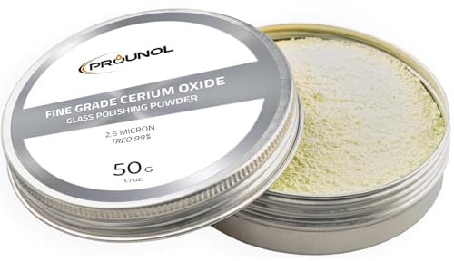 Prounol Cerium Oxide 50g – Fine Grade Glass Polishing Solution Powder – TREO 99% - 2.5 microns