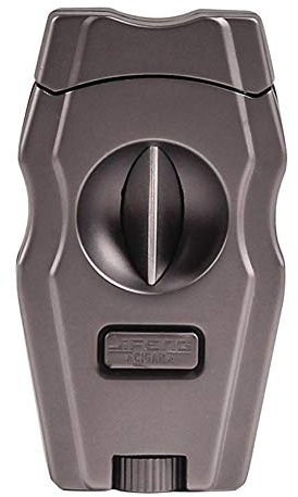 AKT Cortador de Puros V-Cut Guillotina de Puros de Doble Hoja de Acero Inoxidable Afilado Tijeras para Cigarros con Caja Elegante,Gray
