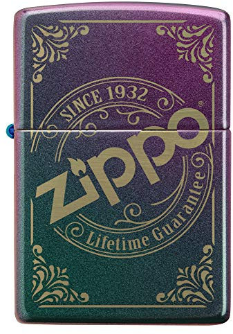 Zippo Sturmfeuerzeug - Since 1932, Iridescent, Laser Engrave - Nachfüllbar - Wiederverwendbar - Windfestes Design - Geschenkbox - Made in USA