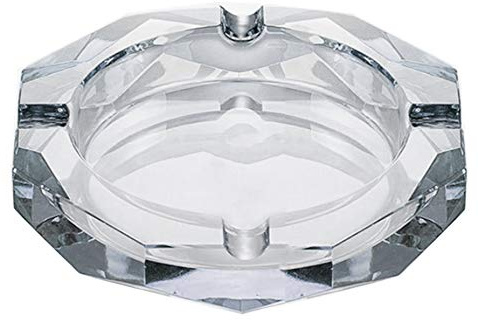 Crystal Glass Ashtray, Octagon Ash tray Cigar Cigarettes Ashtray Holder Office Home Desktop Tabletop Decoration,Crystal Clear