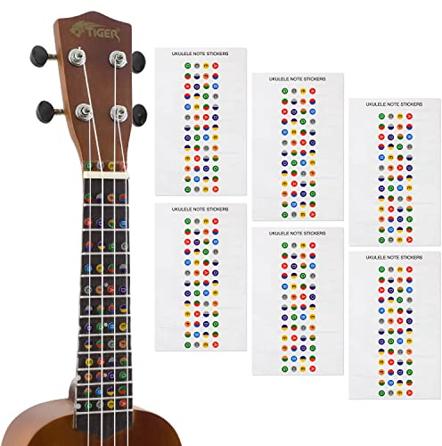 TIGER UKE-6-STICKER Farbcodierte Griffbrettaufkleber 6 Stück | 6 Stück