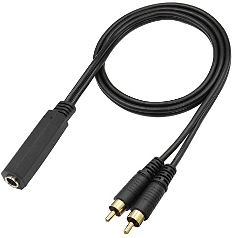 QIANRENON TRS 1/4 femmina a doppio RCA maschio, cavo splitter stereo da 6,35 mm femmina a 2 RCA mono Y Splitter cavo di prolunga audio, per mixer amplificatore KTV apparecchiature audio, 1 m