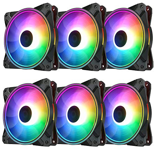 6X VENTOLE LED RGB COLORATE PC CASE 120MM SILENZIOSE FLUSSO D'ARIA ELEVATO PER RAFFREDDAMENTO DESKTOP