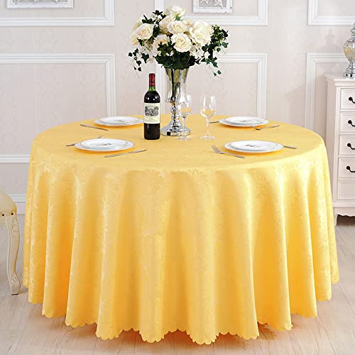 Lukery Tischdecke Abwaschbar Gartentischdecke, Tischdecke Rund Tischdecken Tischtuch Outdoor Indoor, Jacquard Tisch Schutz für Geburtstag Hochzeit Festival (Gelb,Durchmesser 200cm)