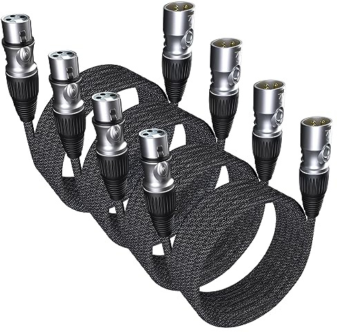GeoHN.G XLR to XLR Cable 2M-4 Pack, 3-Pin Microphone Cable XLR Male to Female Extension Cord Compatible with Mixer Live Stage Speaker Amplifier Music Recording and More
