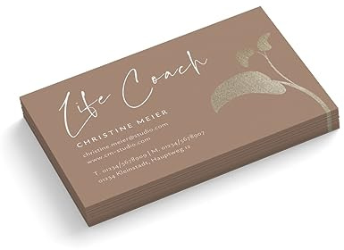 easyprint Personalisierte Visitenkarten | Life Coach | 1-seitig | Querformat | Menge + Farbe Auswahl | gestalten | Trainer | Dozent | Ausbilder | Mindset Coach (Orangeton, 100 Stück)