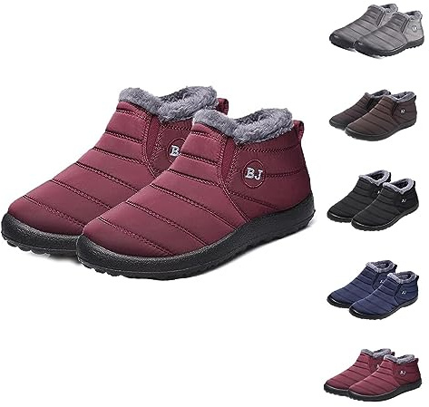 WIWIDANG Anti-Slip Winter Snow Boots for Women Men, Couple Outdoor Walking Fur Lined Warm Shoes (Fuchsia, adult, women, numeric_4, numeric, uk_footwear_size_system, medium)
