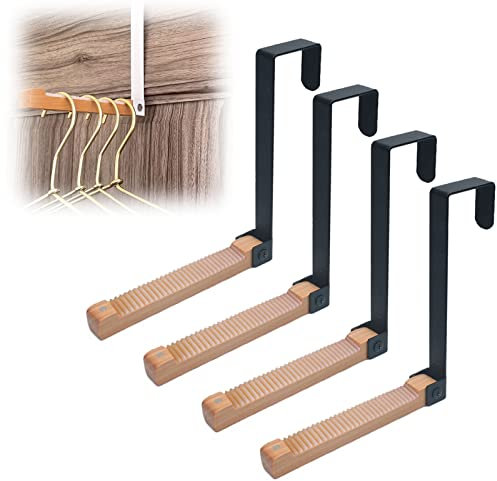 JOEBO Faltbare Holz-Türhaken – [Neuheit 2023] Türhänger – Türhaken aus Metall und Holz – Tür-Organizer und Haken for Hut, Handtuch, Trockenkleidung, Kranz und Tasche for /181 (Color : Black-4PC)