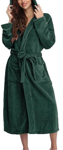 Peignoir De Bain Femme Unisexe Eponge Capuche Automne Hiver Peignoir avec Capuche Chaude Peignoir Moelleux Éponge Douce Coton Eponge Vêtements De Détente Robe De Chambre Une Pièce