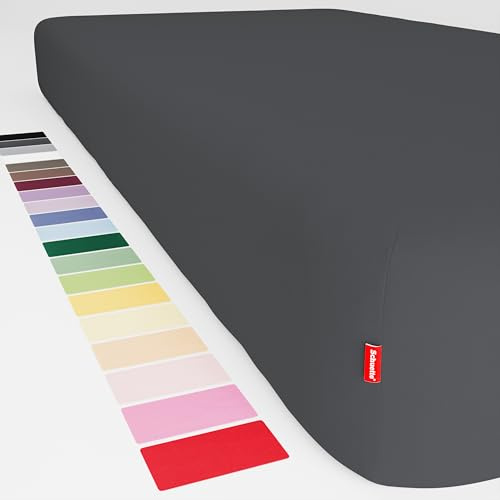 Schuette® Spannbettlaken • 140x200 cm • Wow! Kollektion: Shades of Earl Gray (Dunkelgrau) • 100% Superfluff Baumwolle, Blickdicht, Faltenfrei • mit Rundumgummi • Matratzenhöhe bis 25 cm
