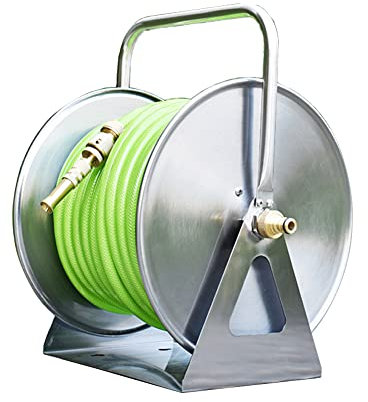 Gartenschlauchtrommel Aus Edelstahl, Robust, Wandmontiert, Mehrzweck-Gartenschlauchtrommel Aus Stahl Zur Wand- Und Bodenmontage ()