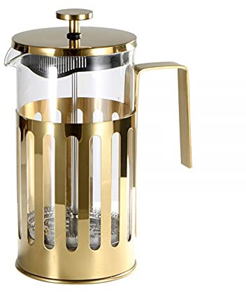 Prensas de café Cafetera Prensa francesa, Prensas de café Multifuncional, Prensa de café de Acero Inoxidable Dorado con Vidrio de borosilicato, Filtro extraíble de 3 Capas, Gold-600 ml/69(350 ml)