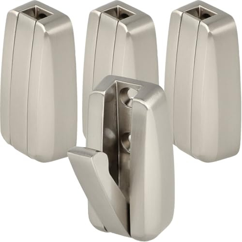 SOTECH 4 Stück Aufbau-Klapphaken HIPPO Edelstahloptik mit Feder | Garderobenhaken aus Metall platzsparendes Design ideal für enge Räume wie im Caravan