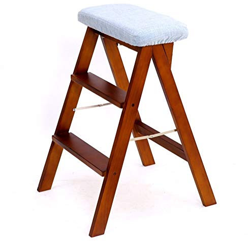Klappbarer Tritthocker aus Holz, 3 Stufen, Leiterstuhl, multifunktional, für Zuhause, platzsparend